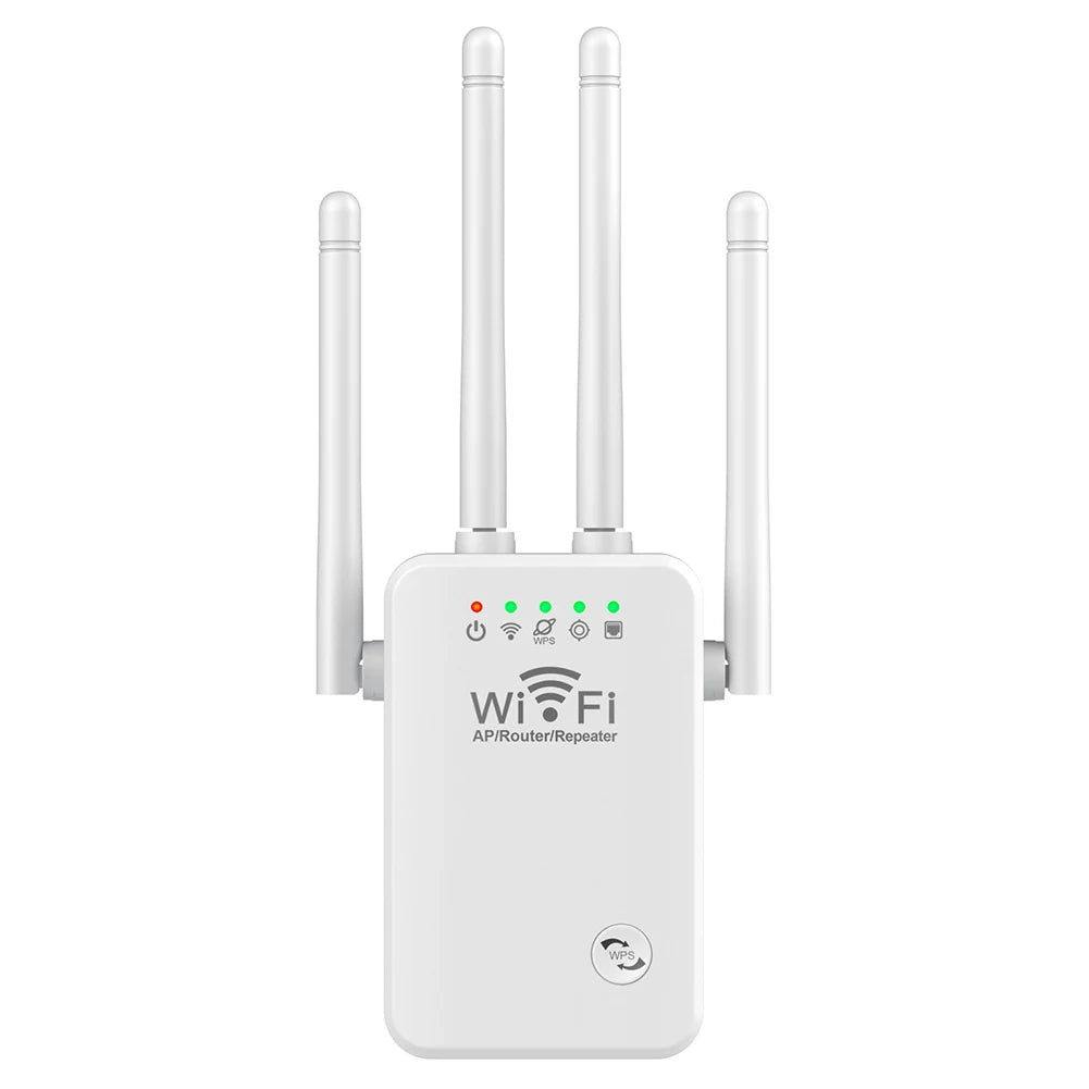 WiFi Extenders Signal Booster 2.4 GHz Wireless Internet Repeater Easy Setup 4 Antenna Long Range for Home with Ethernet Port