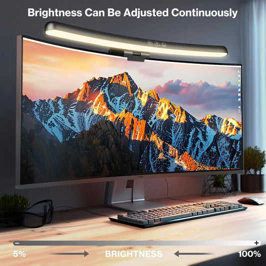 Curved Monitor Light Bar, Stepless Dimming USB Desk Lighting Lamp Applicable to All Screens with No Glare,for Home and Office