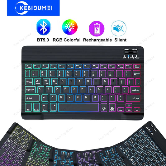 Mini Keyboard Wireless Bluetooth 5.0 Keyboard RGB Backlit Rechargeable Keyboard Silent Keyboard For IOS Android Windows iPad